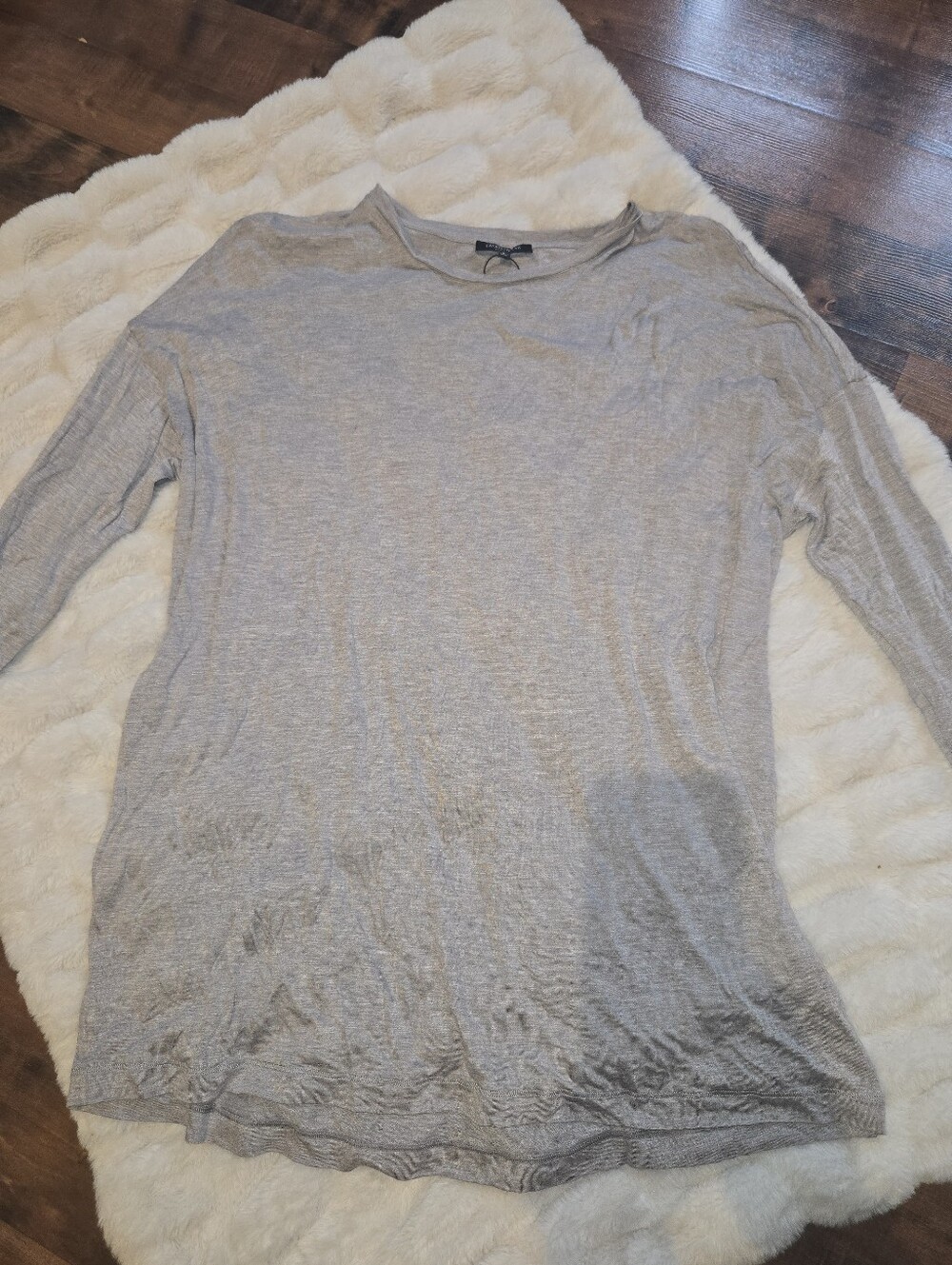 Lafayette 148 New York Gray Lightweight Long Sleeve NWT [Large] 100% Rayon Top